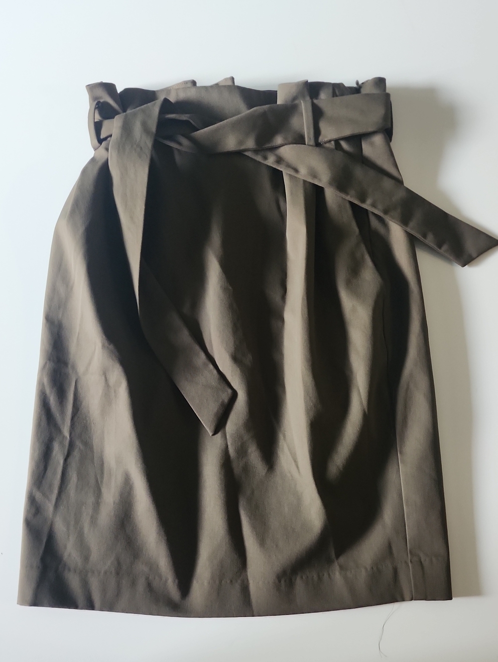 H&M Olive Paperbag Pencil Skirt with Self Tie Belt